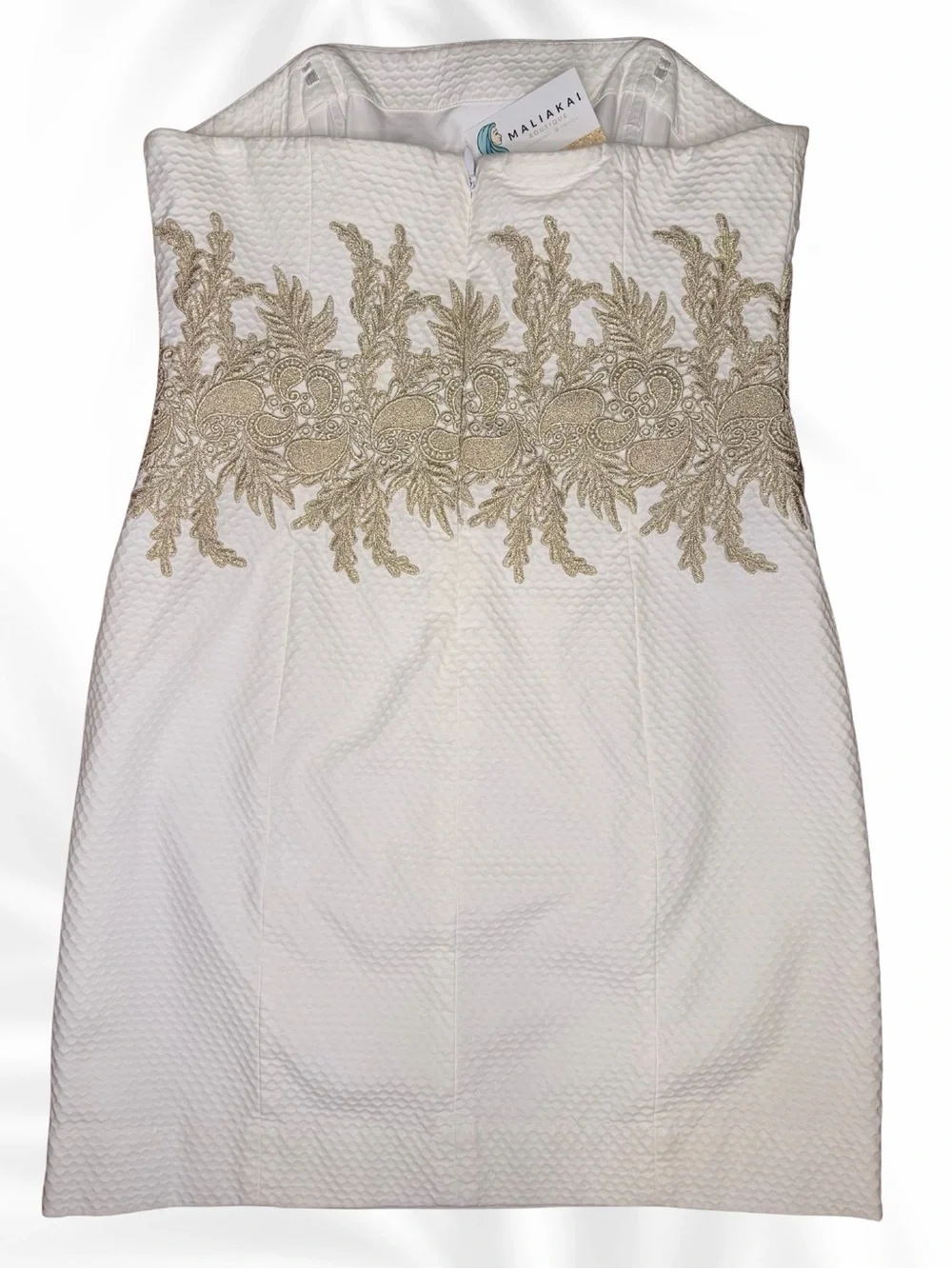 Lilly Pulitzer White Strapless Dress with Gold Embroidery size 8 - Picture 2 of 5